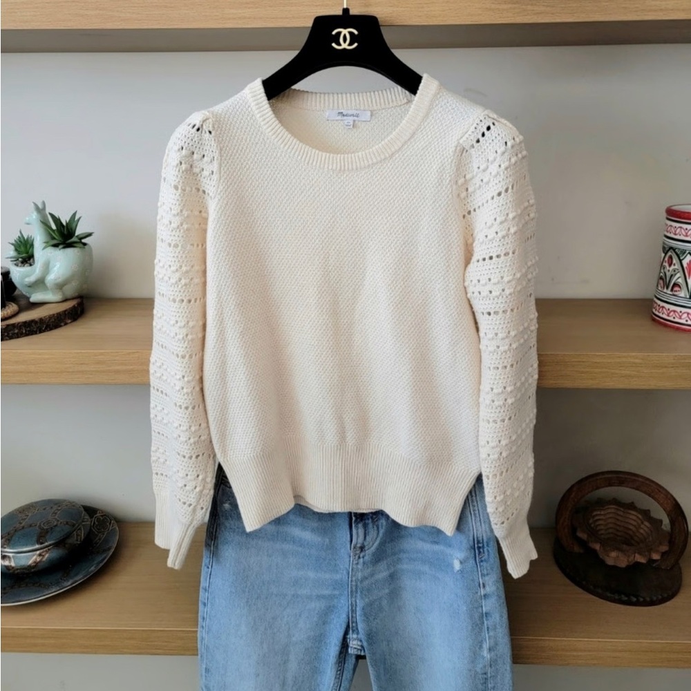 Cotton|Wool| Madewell bobble sweater| Preppy chic|Neutral| Classy